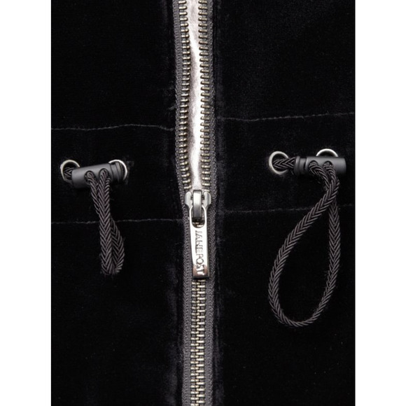 NWT JANE POST BLACK VELVET HOODED RAIN PARKA COAT $650 SIZE MEDIUM - Picture 7 of 14